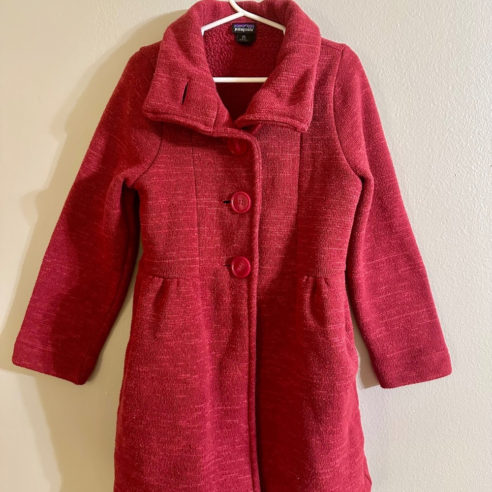 Patagonia Pink Better Sweater Pea Coat Size 5/6 girls